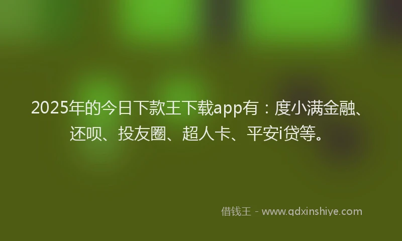 2025年的今日下款王下载app有：度小满金融、还呗、投友圈、超人卡、平安i贷等。