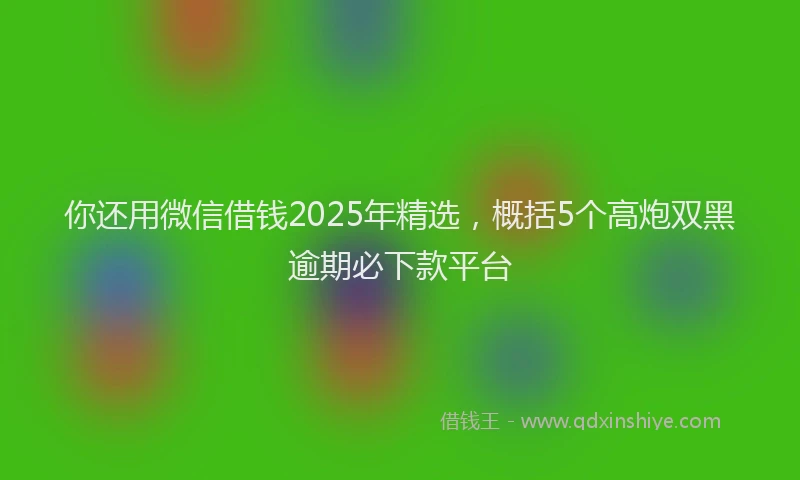 你还用微信借钱2025年精选，概括5个高炮双黑逾期必下款平台