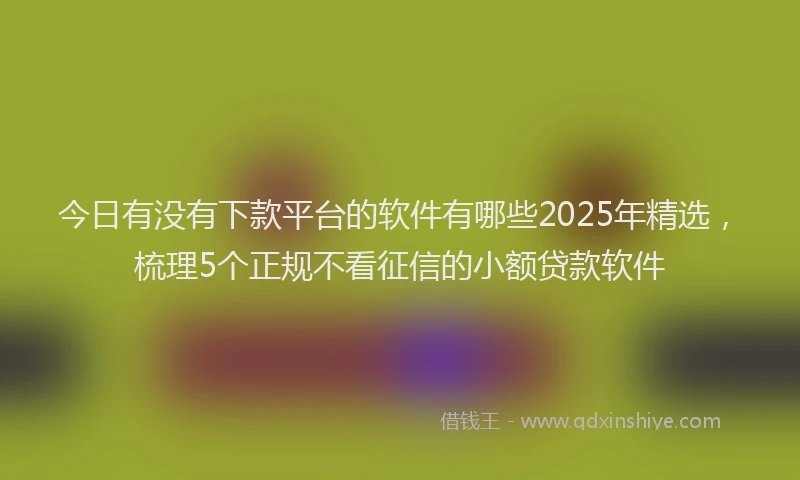 今日有没有下款平台的软件有哪些2025年精选，梳理5个正规不看征信的小额贷款软件