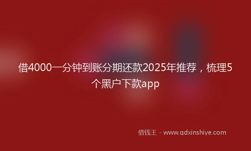 借4000一分钟到账分期还款2025年推荐，梳理5个黑户下款app