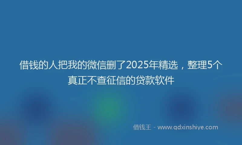 借钱的人把我的微信删了2025年精选，整理5个真正不查征信的贷款软件
