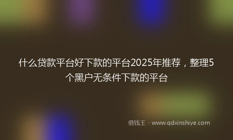 什么贷款平台好下款的平台2025年推荐，整理5个黑户无条件下款的平台
