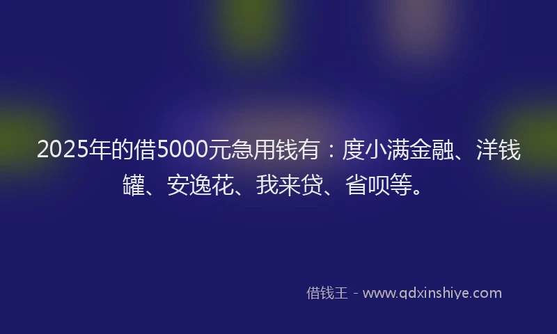 2025年的借5000元急用钱有：度小满金融、洋钱罐、安逸花、我来贷、省呗等。