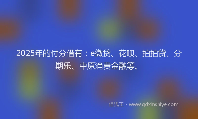 2025年的付分借有：e微贷、花呗、拍拍贷、分期乐、中原消费金融等。