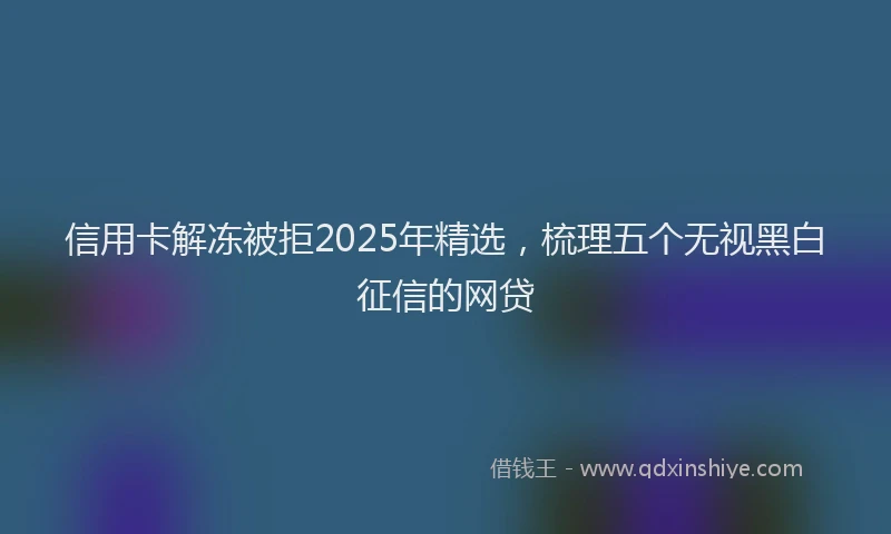 信用卡解冻被拒2025年精选，梳理五个无视黑白征信的网贷