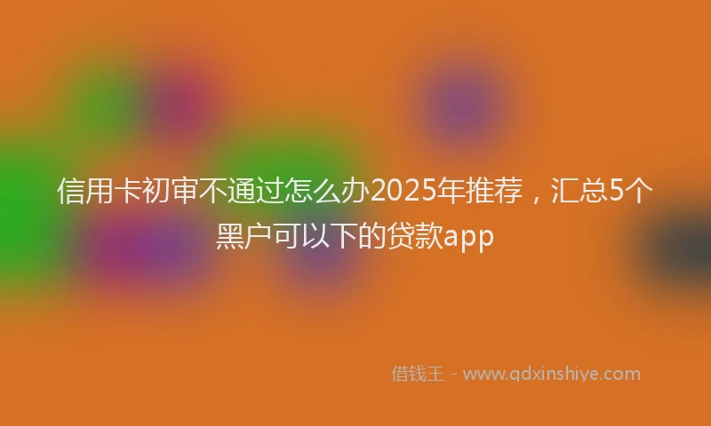 信用卡初审不通过怎么办2025年推荐，汇总5个黑户可以下的贷款app