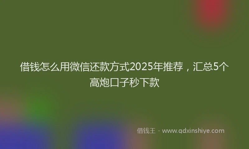 借钱怎么用微信还款方式2025年推荐，汇总5个高炮口子秒下款