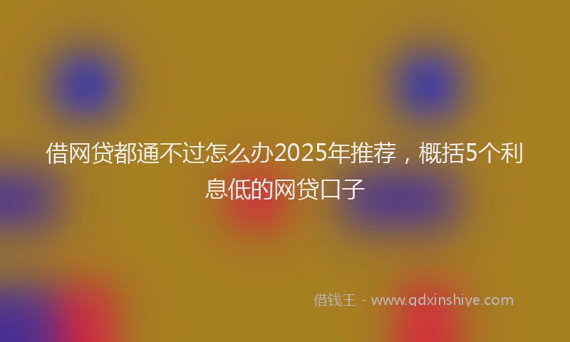 借网贷都通不过怎么办2025年推荐，概括5个利息低的网贷口子