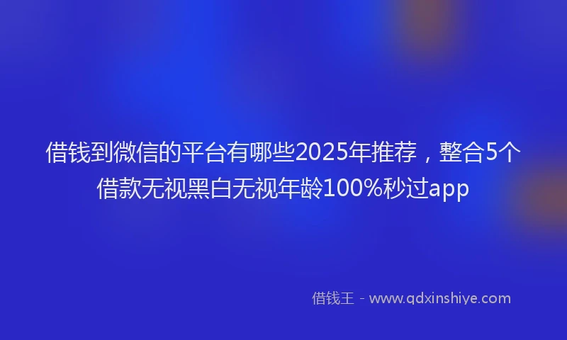 借钱到微信的平台有哪些2025年推荐，整合5个借款无视黑白无视年龄100%秒过app