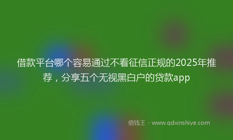 借款平台哪个容易通过不看征信正规的2025年推荐，分享五个无视黑白户的贷款app