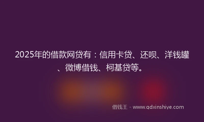 2025年的借款网贷有：信用卡贷、还呗、洋钱罐、微博借钱、柯基贷等。