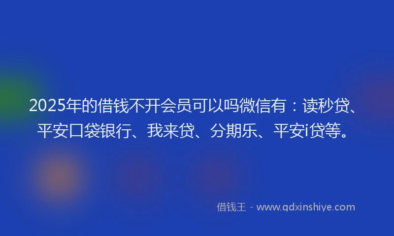 2025年的借钱不开会员可以吗微信有：读秒贷、平安口袋银行、我来贷、分期乐、平安i贷等。