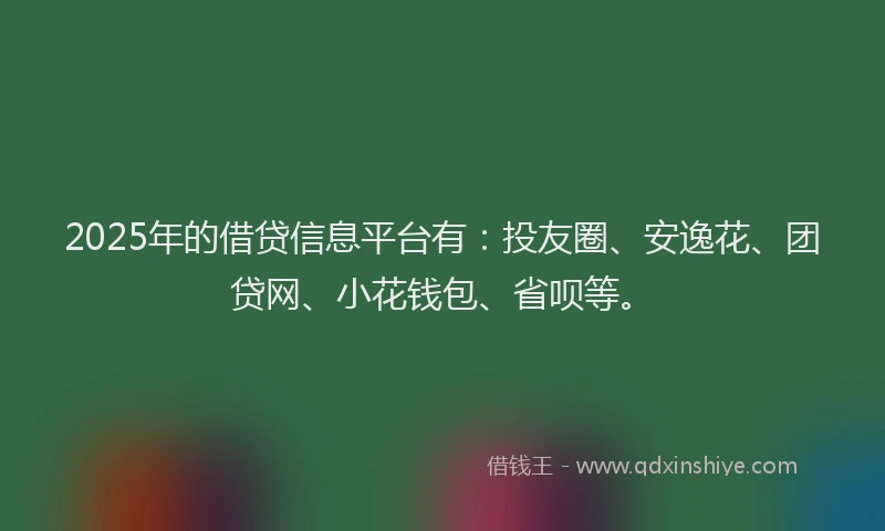 2025年的借贷信息平台有：投友圈、安逸花、团贷网、小花钱包、省呗等。