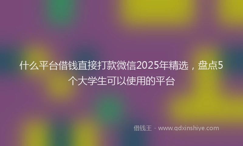 什么平台借钱直接打款微信2025年精选，盘点5个大学生可以使用的平台