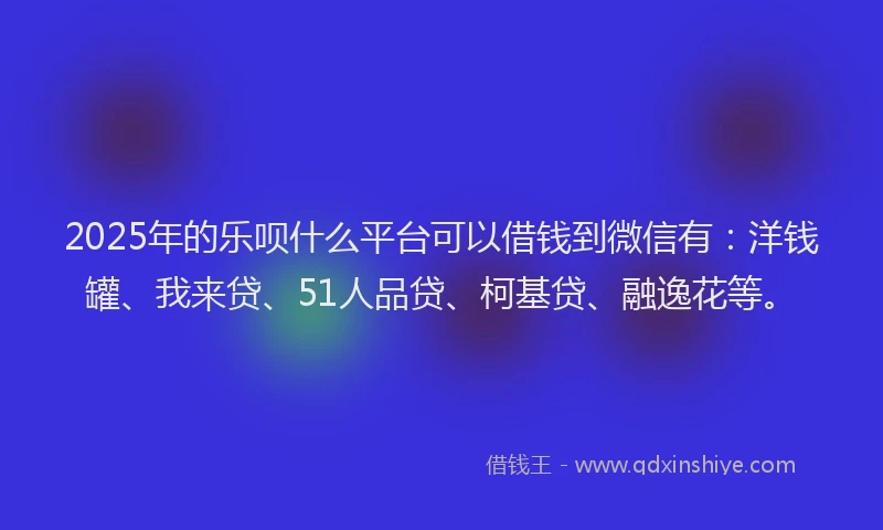 2025年的乐呗什么平台可以借钱到微信有：洋钱罐、我来贷、51人品贷、柯基贷、融逸花等。