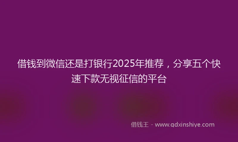 借钱到微信还是打银行2025年推荐，分享五个快速下款无视征信的平台