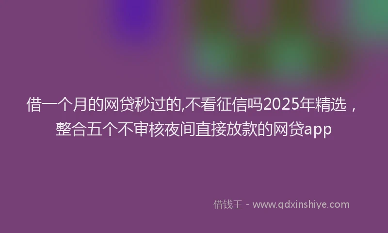 借一个月的网贷秒过的,不看征信吗2025年精选，整合五个不审核夜间直接放款的网贷app