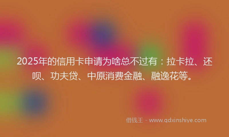 2025年的信用卡申请为啥总不过有：拉卡拉、还呗、功夫贷、中原消费金融、融逸花等。