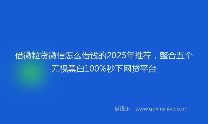 借微粒贷微信怎么借钱的2025年推荐，整合五个无视黑白100%秒下网贷平台