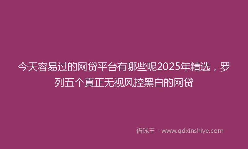今天容易过的网贷平台有哪些呢2025年精选，罗列五个真正无视风控黑白的网贷