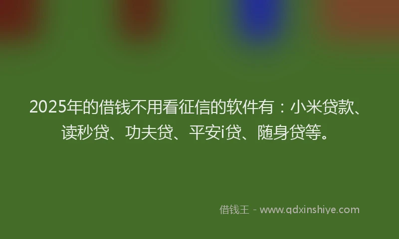 2025年的借钱不用看征信的软件有：小米贷款、读秒贷、功夫贷、平安i贷、随身贷等。