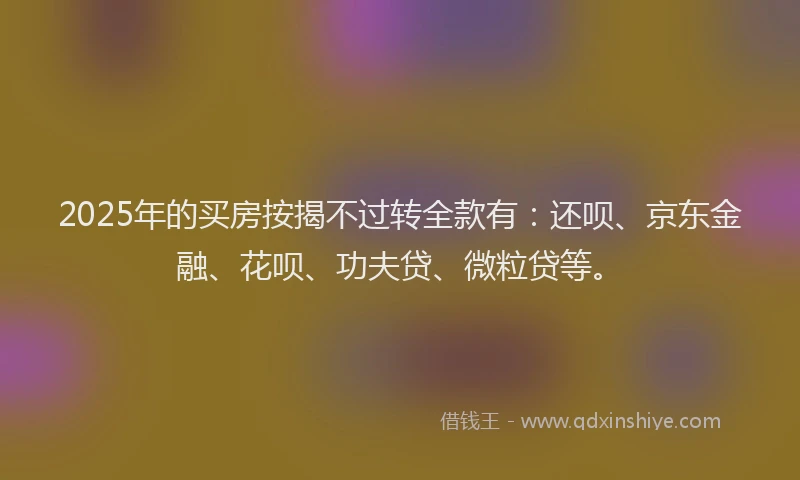 2025年的买房按揭不过转全款有：还呗、京东金融、花呗、功夫贷、微粒贷等。