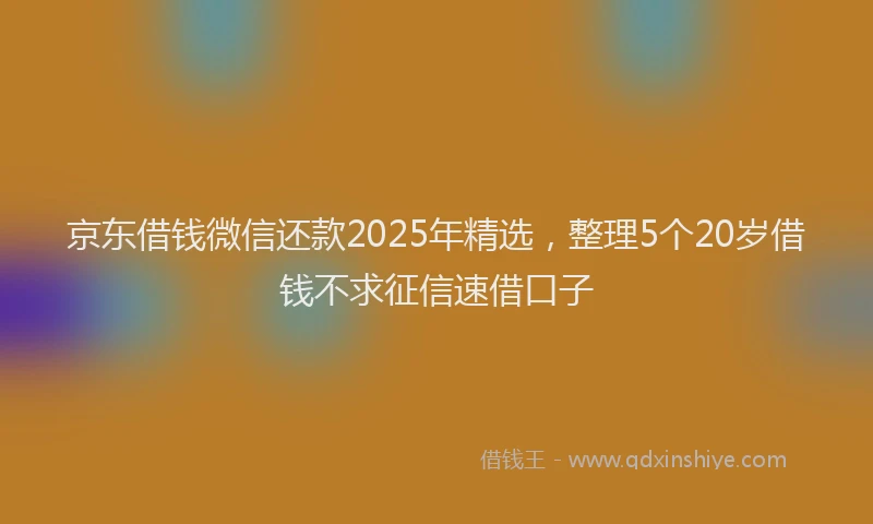 京东借钱微信还款2025年精选，整理5个20岁借钱不求征信速借口子