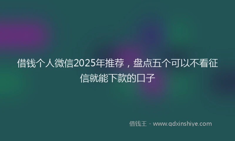 借钱个人微信2025年推荐，盘点五个可以不看征信就能下款的口子