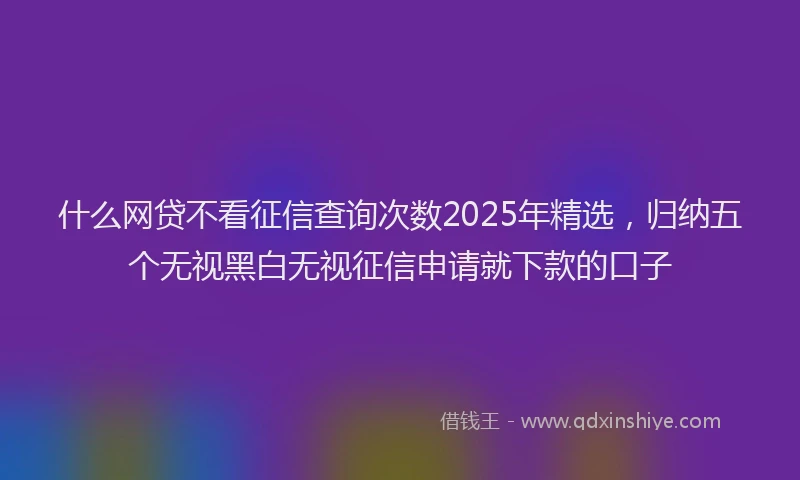 什么网贷不看征信查询次数2025年精选，归纳五个无视黑白无视征信申请就下款的口子