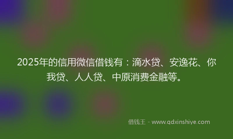 2025年的信用微信借钱有：滴水贷、安逸花、你我贷、人人贷、中原消费金融等。