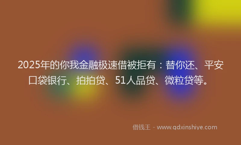 2025年的你我金融极速借被拒有：替你还、平安口袋银行、拍拍贷、51人品贷、微粒贷等。