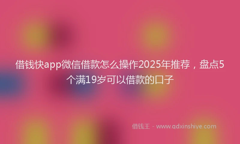 借钱快app微信借款怎么操作2025年推荐，盘点5个满19岁可以借款的口子