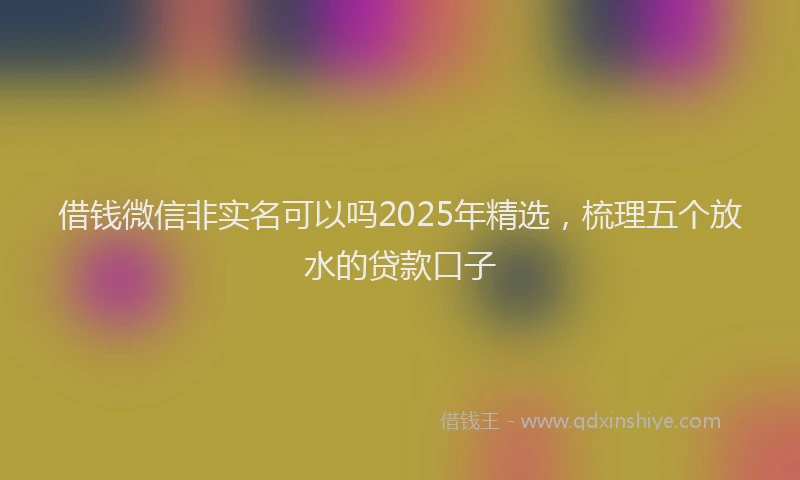 借钱微信非实名可以吗2025年精选，梳理五个放水的贷款口子
