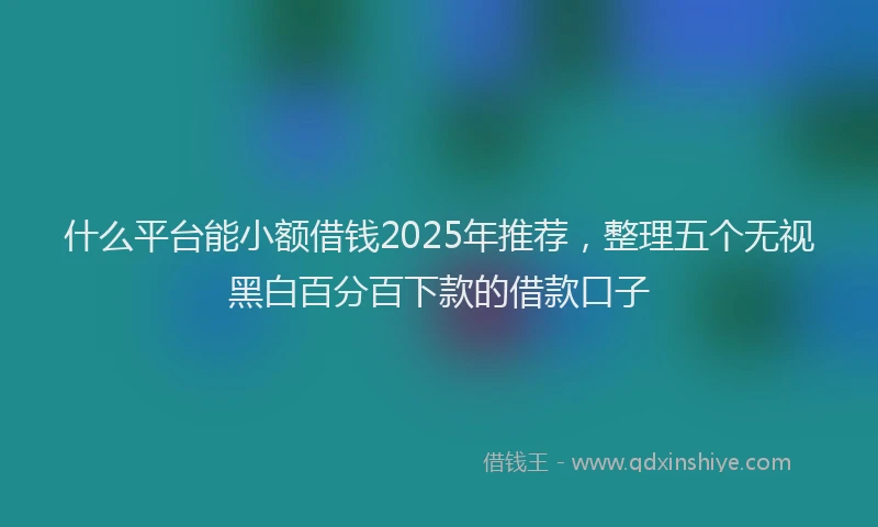 什么平台能小额借钱2025年推荐，整理五个无视黑白百分百下款的借款口子