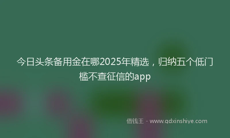 今日头条备用金在哪2025年精选，归纳五个低门槛不查征信的app