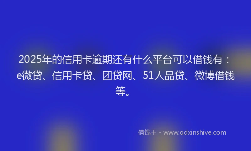 2025年的信用卡逾期还有什么平台可以借钱有：e微贷、信用卡贷、团贷网、51人品贷、微博借钱等。