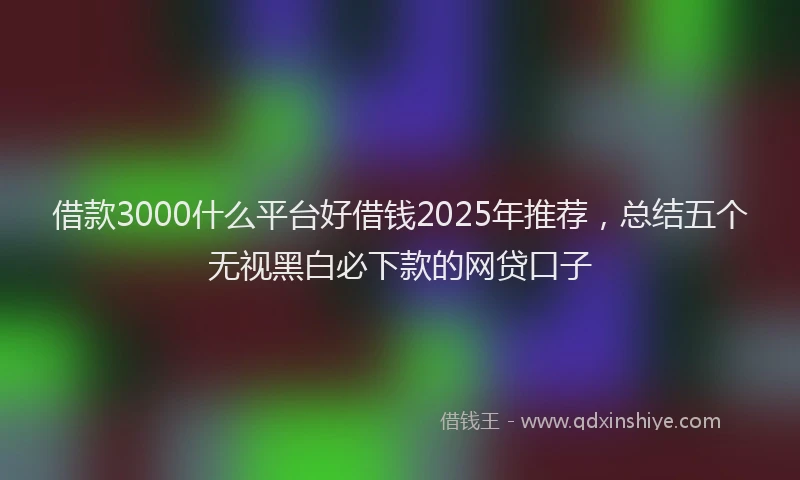 借款3000什么平台好借钱2025年推荐，总结五个无视黑白必下款的网贷口子