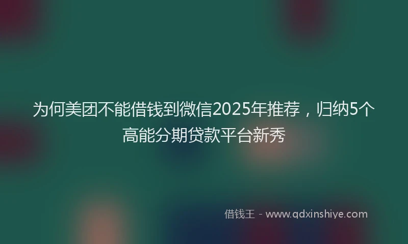 为何美团不能借钱到微信2025年推荐，归纳5个高能分期贷款平台新秀
