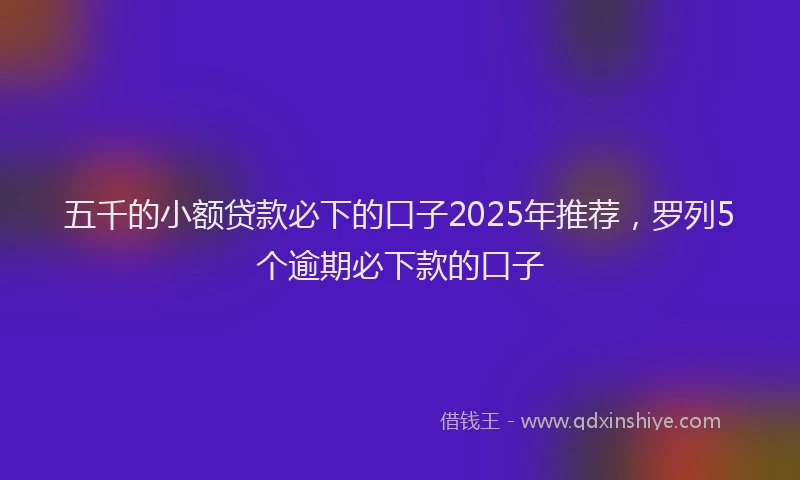 五千的小额贷款必下的口子2025年推荐，罗列5个逾期必下款的口子