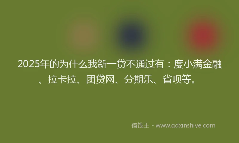 2025年的为什么我新一贷不通过有：度小满金融、拉卡拉、团贷网、分期乐、省呗等。