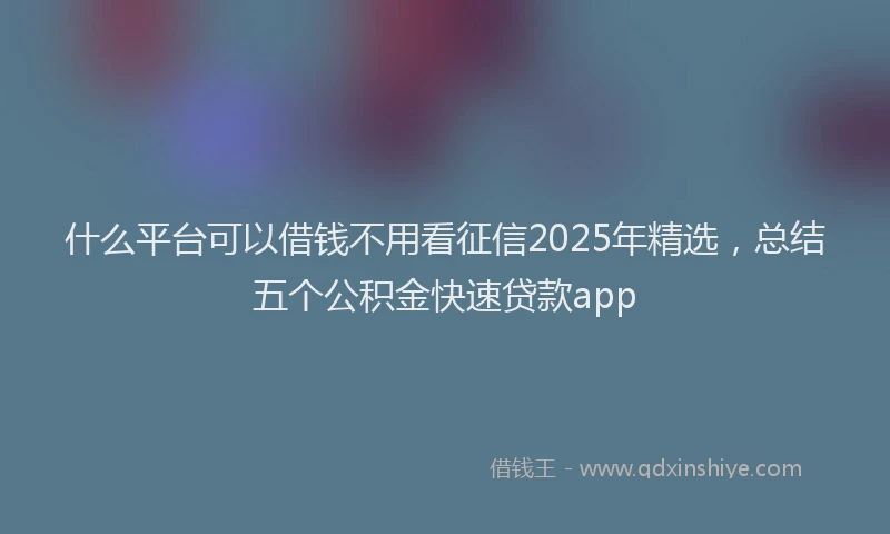 什么平台可以借钱不用看征信2025年精选，总结五个公积金快速贷款app