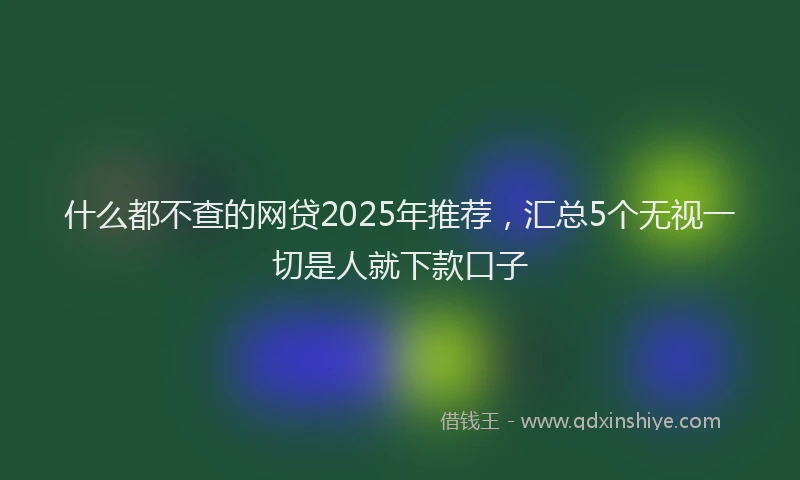 什么都不查的网贷2025年推荐，汇总5个无视一切是人就下款口子
