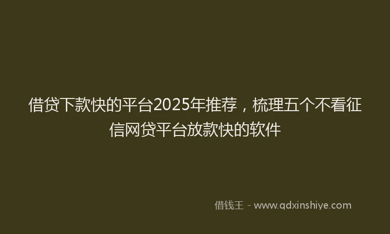 借贷下款快的平台2025年推荐，梳理五个不看征信网贷平台放款快的软件