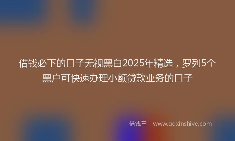 借钱必下的口子无视黑白2025年精选，罗列5个黑户可快速办理小额贷款业务的口子