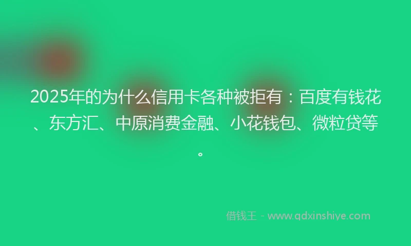 2025年的为什么信用卡各种被拒有：百度有钱花、东方汇、中原消费金融、小花钱包、微粒贷等。