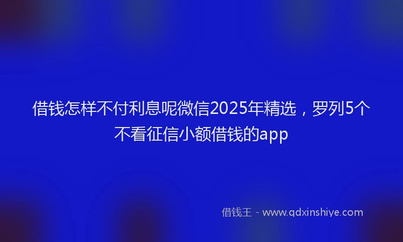 借钱怎样不付利息呢微信2025年精选，罗列5个不看征信小额借钱的app