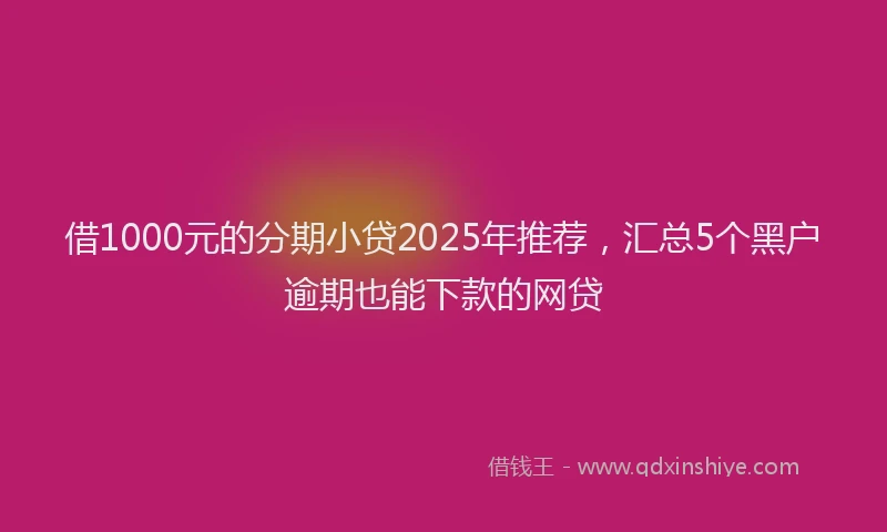 借1000元的分期小贷2025年推荐，汇总5个黑户逾期也能下款的网贷