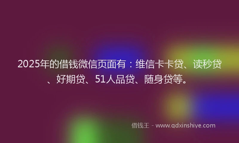 2025年的借钱微信页面有：维信卡卡贷、读秒贷、好期贷、51人品贷、随身贷等。