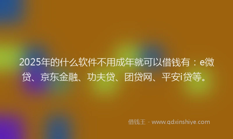 2025年的什么软件不用成年就可以借钱有：e微贷、京东金融、功夫贷、团贷网、平安i贷等。