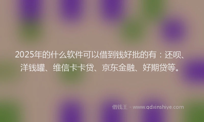 2025年的什么软件可以借到钱好批的有：还呗、洋钱罐、维信卡卡贷、京东金融、好期贷等。